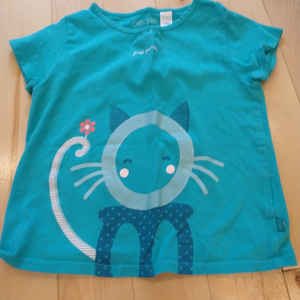 24m Obaibi blue cat t shirt French